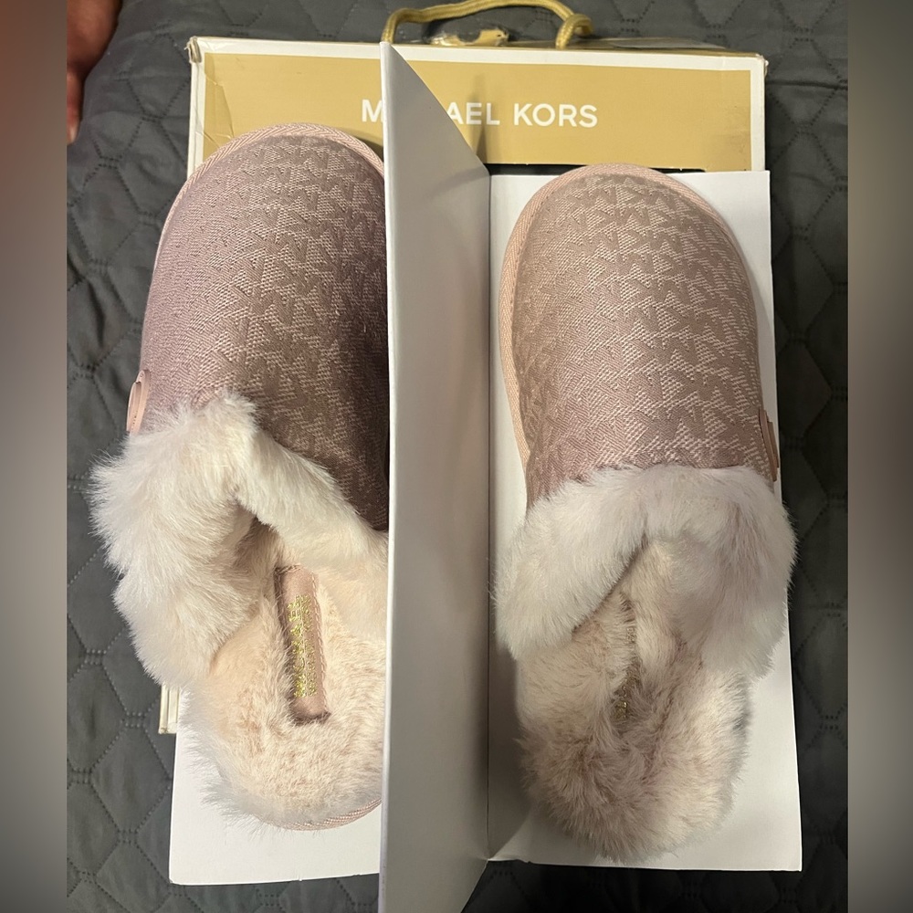 Janis Faux Fur-Lined Logo Jacquard Slipper- NEW